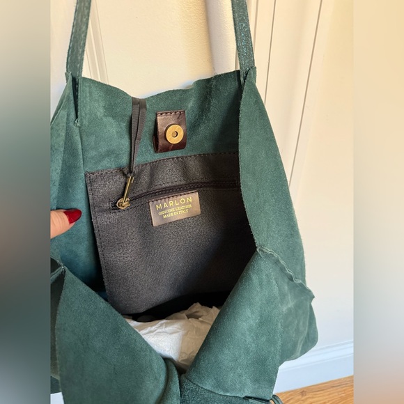Emerald Green Suede Tote Bag - Picture 9 of 11